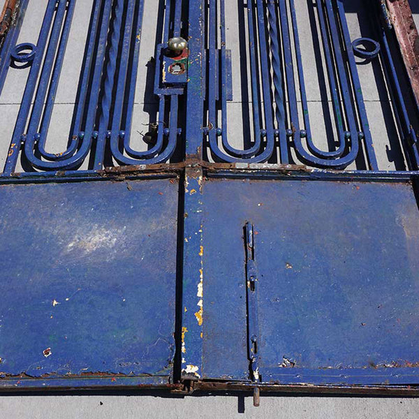 Fine French Beaux-Arts Style Painted Wrought Iron Double Door Entry and Arched Transom