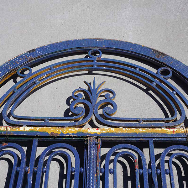 Fine French Beaux-Arts Style Painted Wrought Iron Double Door Entry and Arched Transom