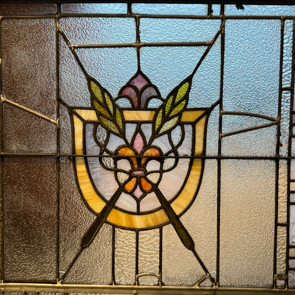 American Denver Stained and Leaded Glass Shield Window