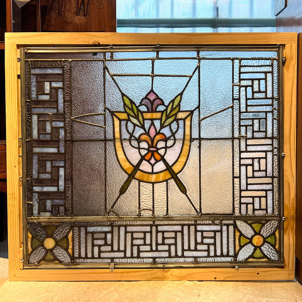 American Denver Stained and Leaded Glass Shield Window