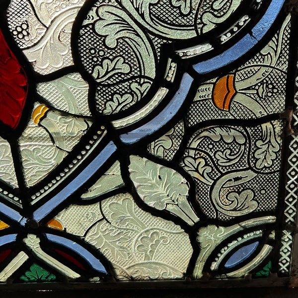 English Gothic Revival Leaded, Stained and Pressed Glass Rectangular Window