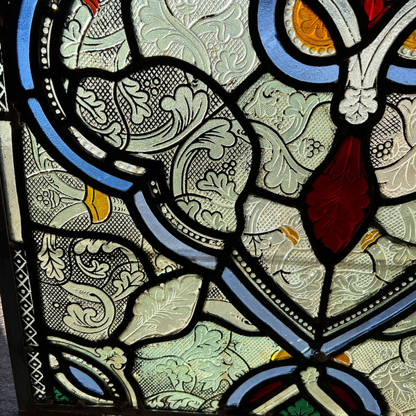 English Gothic Revival Leaded, Stained and Pressed Glass Rectangular Window