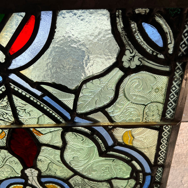 English Gothic Revival Leaded, Stained and Pressed Glass Rectangular Window