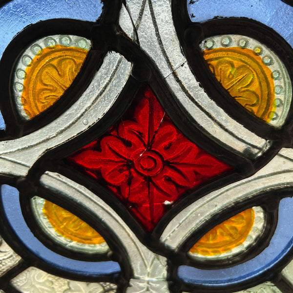 English Gothic Revival Leaded, Stained and Pressed Glass Rectangular Window
