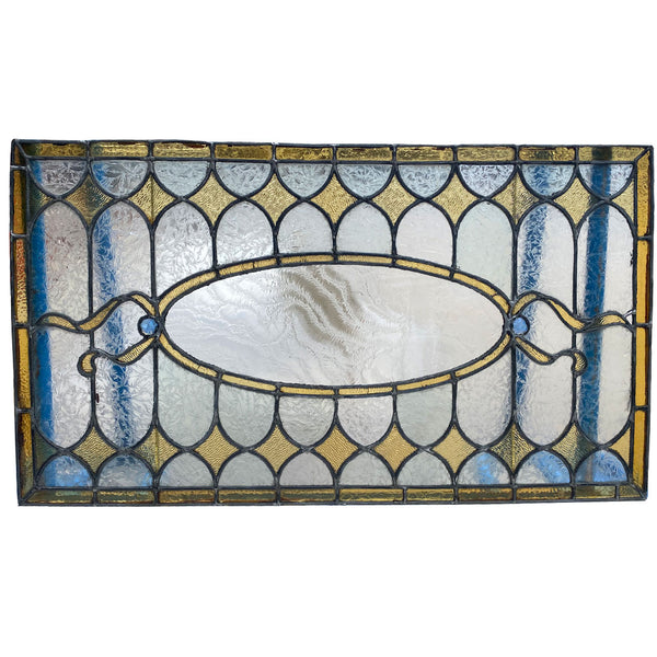 American Denver Leaded, Stained, Jewel and Glue Chip Glass Transom Window