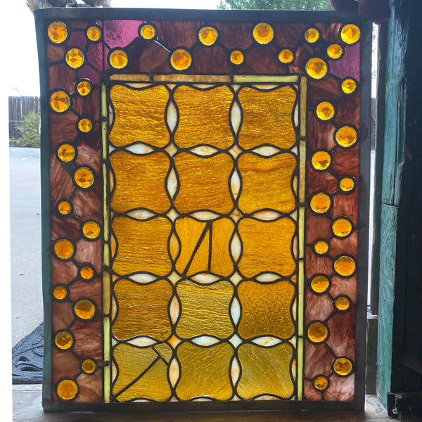 American Stained, Leaded and Jewelled Glass Window
