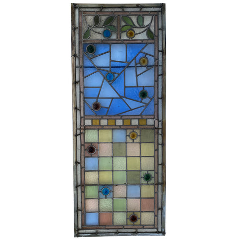 English Aesthetic Movement Stained, Leaded and Rondel Glass Window