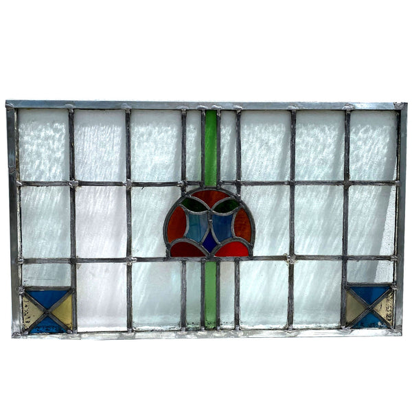 Small English Arts and Crafts Stained and Leaded Glass Shield Window