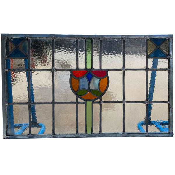 Small English Arts and Crafts Stained and Leaded Glass Shield Window