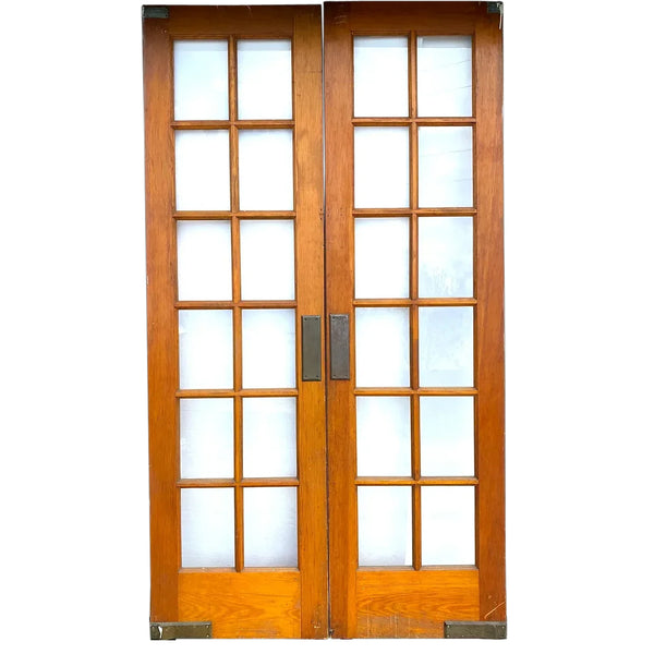 American Pine and Glass Interior Double Swing French Doors
