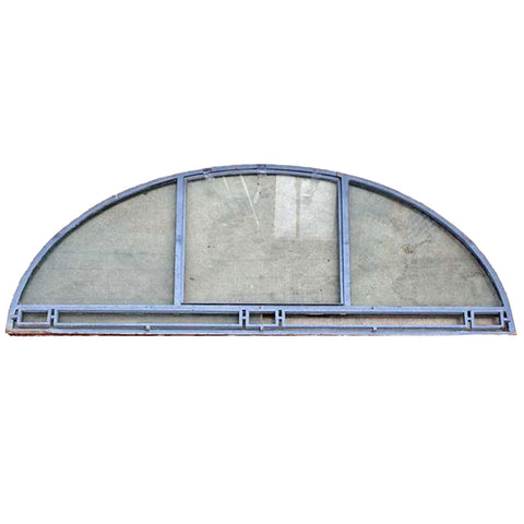 Large Argentine Painted Wrought Iron and Glass Arched Transom Window