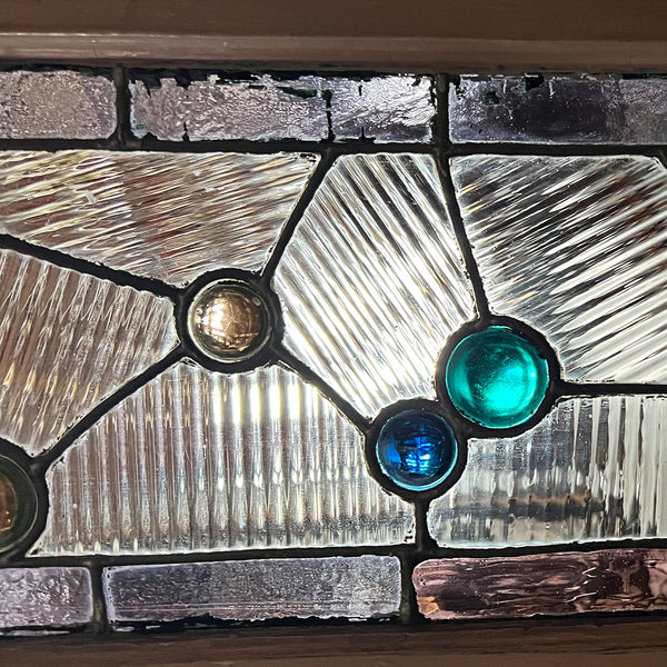 American Aesthetic Movement Stained, Leaded, Jewelled Glass Transom Window