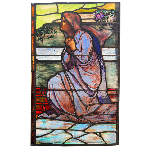 Rare American Rudy Bros. Stained, Painted and Leaded Glass Ecclesiastical Window