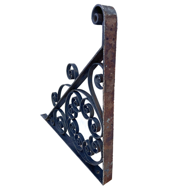 Pair of Large Heavy American Wrought Iron Architectural Brackets