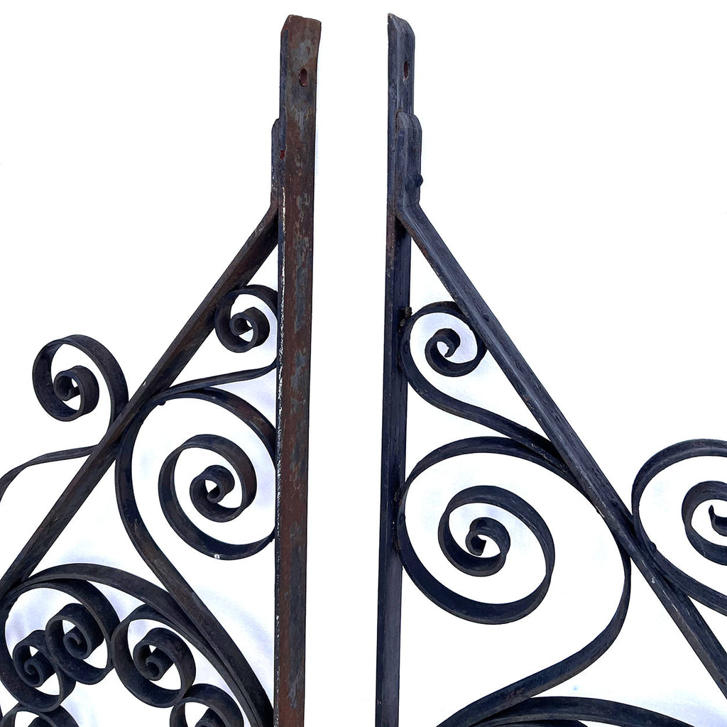 Pair of Large Heavy American Wrought Iron Architectural Brackets