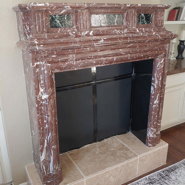 French Louis XIV Style Rouge du Nord Bolection Fireplace Surround