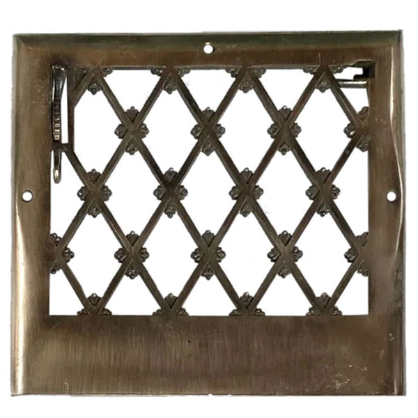 Vintage American Nickel Plated Cast Iron Grille Wall Grate Vent Cover