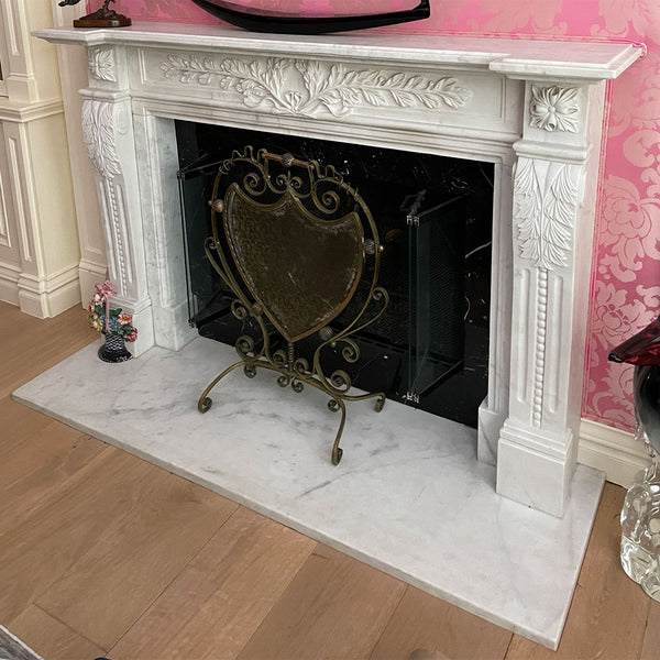 Reproduction Louis XVI Style White Marble Fireplace Mantel