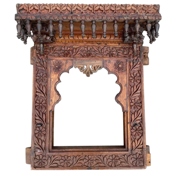 Indian Carved Teak Haveli Window Frame