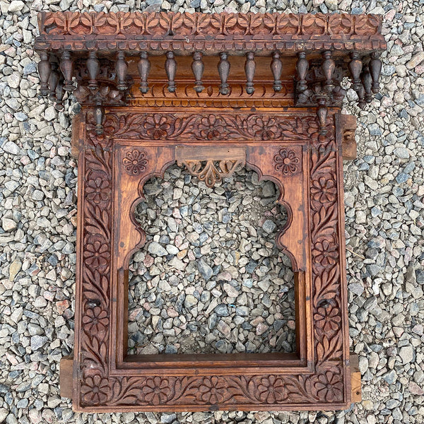 Indian Carved Teak Haveli Window Frame