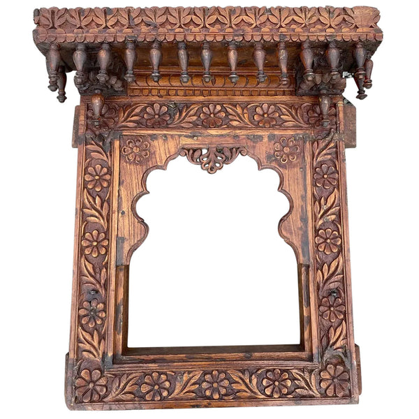 Indian Carved Teak Haveli Window Frame