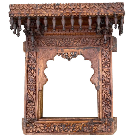 Indian Carved Teak Haveli Window Frame