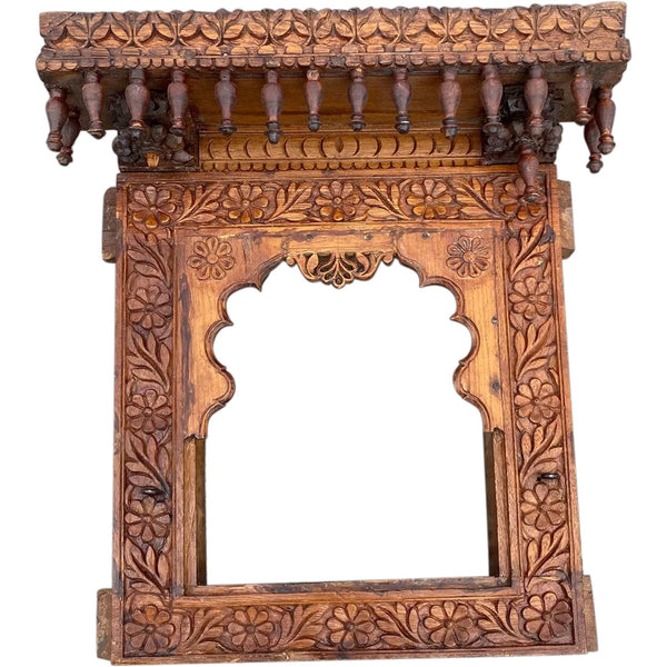 Indian Carved Teak Haveli Window Frame