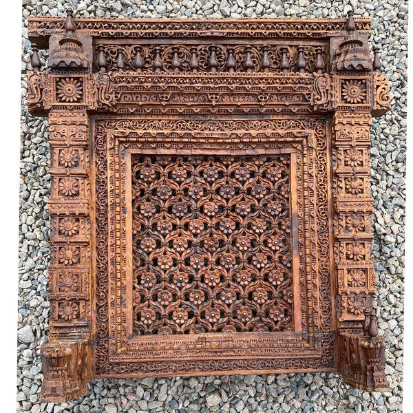 Indian Carved Teak Haveli Jali Ventilation Window