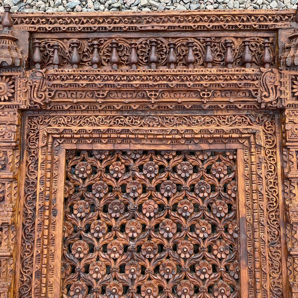 Indian Carved Teak Haveli Jali Ventilation Window