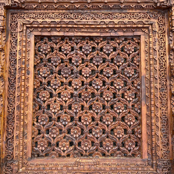 Indian Carved Teak Haveli Jali Ventilation Window