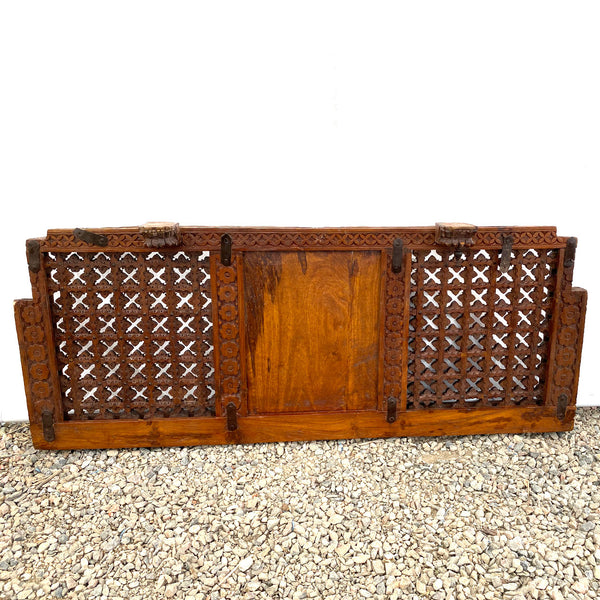 Indian Carved Teak Haveli Jali Ventilation Window Screen