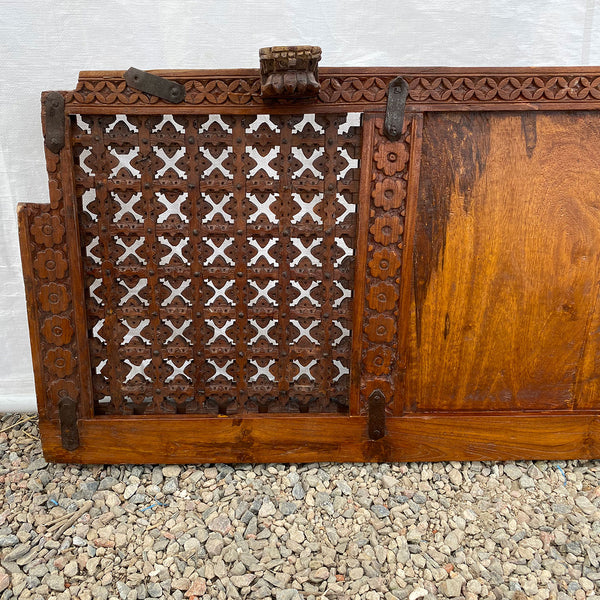 Indian Carved Teak Haveli Jali Ventilation Window Screen