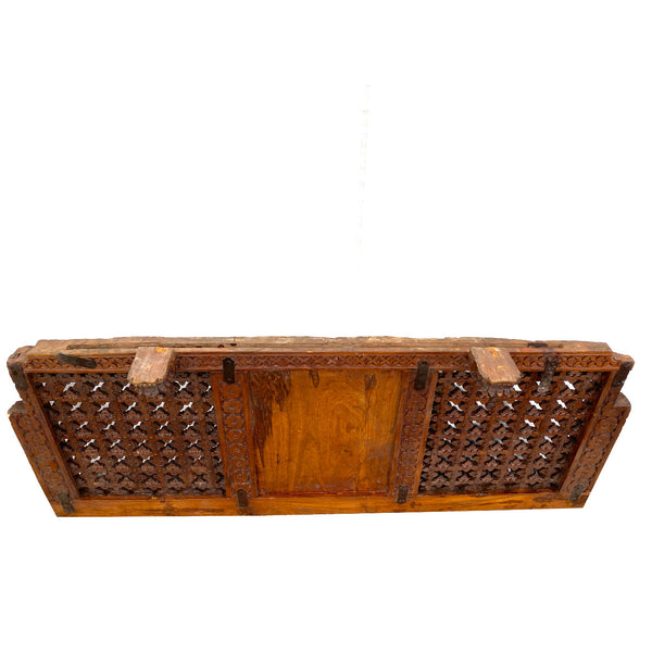 Indian Carved Teak Haveli Jali Ventilation Window Screen