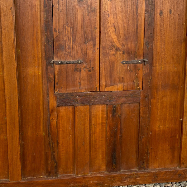 Large Indian Carved Teak Haveli Shutter Window Wall Panel