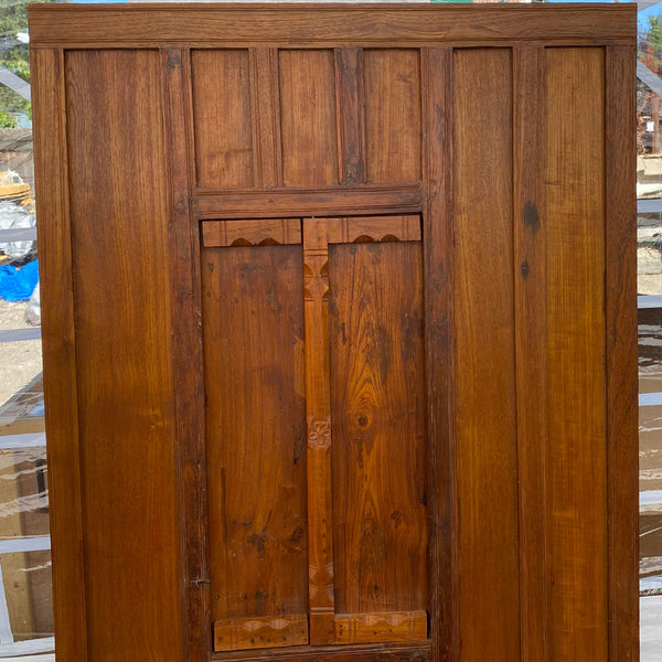 Large Indian Carved Teak Haveli Shutter Window Wall Panel