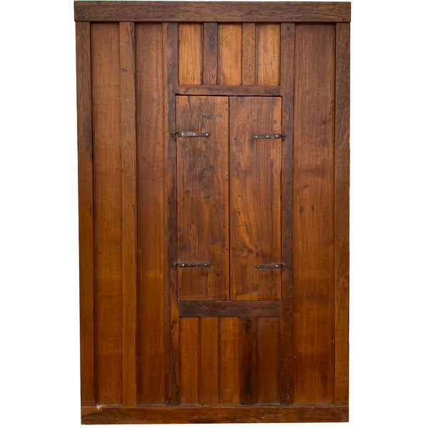 Large Indian Carved Teak Haveli Shutter Window Wall Panel