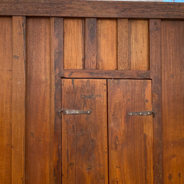 Large Indian Carved Teak Haveli Shutter Window Wall Panel