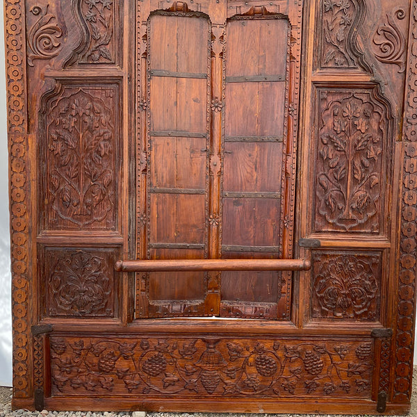 Large Indian Carved Teak Haveli Shutter Window