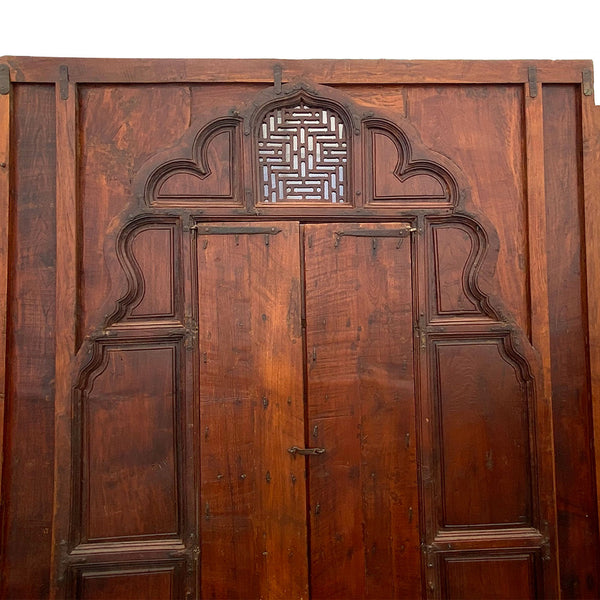 Large Indian Carved Teak Haveli Window with Shutters