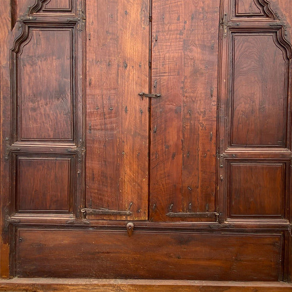 Large Indian Carved Teak Haveli Window with Shutters