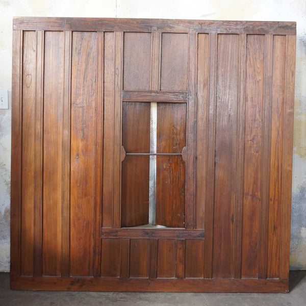 Indian Iron Mounted Teak Haveli Shuttered Window Wall Panel