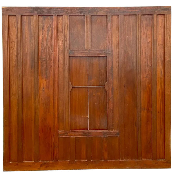 Indian Iron Mounted Teak Haveli Shuttered Window Wall Panel