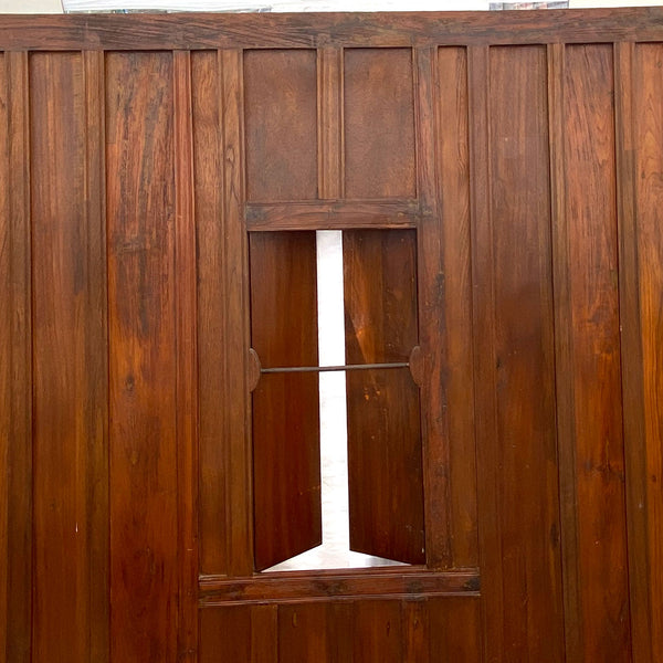 Indian Iron Mounted Teak Haveli Shuttered Window Wall Panel