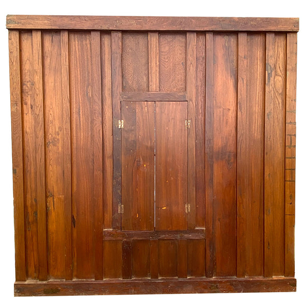 Indian Iron Mounted Teak Haveli Shuttered Window Wall Panel