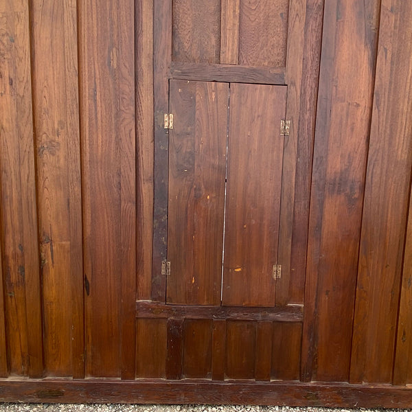 Indian Iron Mounted Teak Haveli Shuttered Window Wall Panel