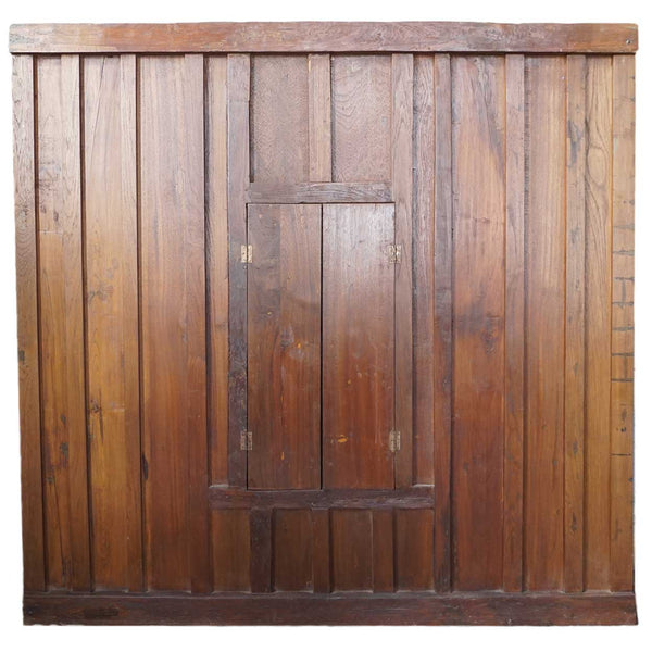 Indian Iron Mounted Teak Haveli Shuttered Window Wall Panel