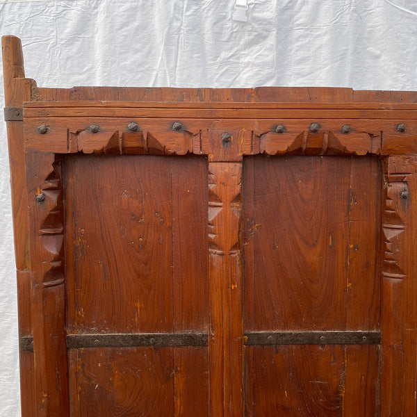 Small Indian Iron Mounted Carved Teak Haveli Single Door