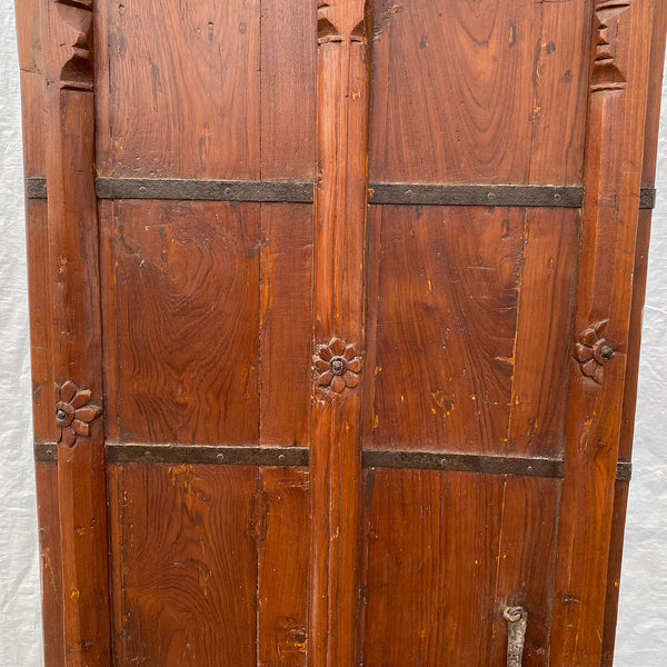 Small Indian Iron Mounted Carved Teak Haveli Single Door