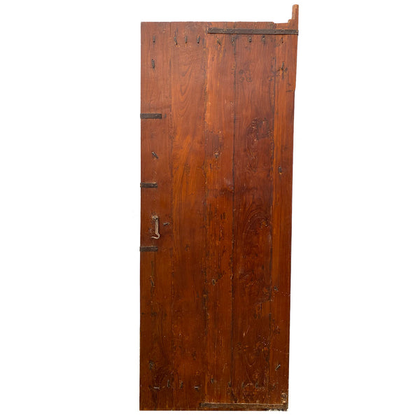 Small Indian Iron Mounted Carved Teak Haveli Single Door