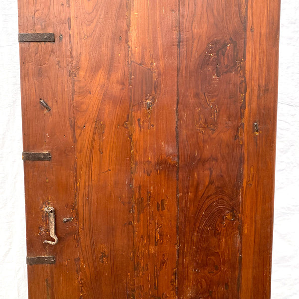 Small Indian Iron Mounted Carved Teak Haveli Single Door